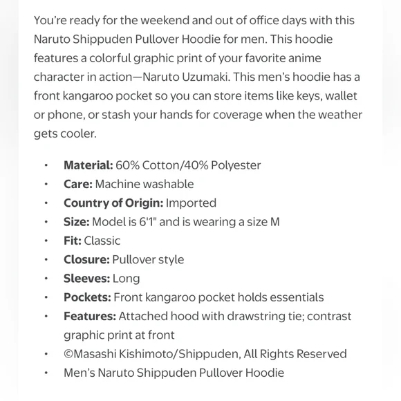 🆕️Naruto Shippuden Cream Anime Hoodie - Picture 5 of 5